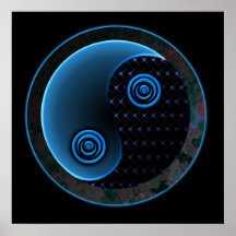 Kosmisches blaues Yin Yang Plakatdrucke