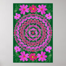 KOSMOSMANDALA 1 MIT BLUMEN-RAHMEN POSTER