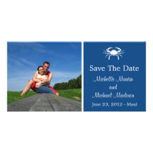 Krabben-Save the Date Fotokarte (Marine-Blau)