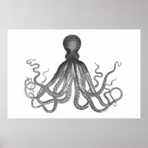 Kraken - schwarze riesige Krake/Cthulu Posterdruck