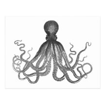 Kraken - schwarze riesige Krake/Cthulu Postkarte