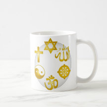 Kreis der goldenen religiösen Symbole Teetasse