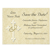 Kreuz mit goldenen Ring-Save the Date Karten Personalisierte Ankündigung