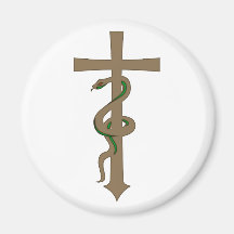 Kreuz Schlange cross snake Kühlschrankmagnete