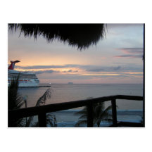 Kreuzfahrt-u. Sonnenuntergang-Postkarte
