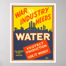 Kriegs-Industrie-Wasser WWII WPA 1943 Plakat