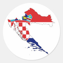 Kroatien-Flaggenkarte Stunde Hrvatska Runde Sticker