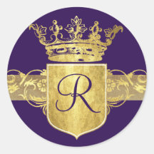 Kronen-Monogramm, Goldtöne Sticker