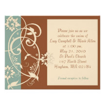 KRW modernes Brown und blaue Blumenhochzeit Personalisierte Ankündigungskarte