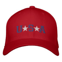 KRW rote weiße und blaue USA-Sterne gestickt Besticktes Cap