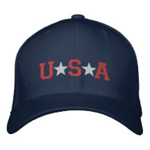 KRW rote weiße und blaue USA-Sterne gestickt Bestickte Baseballkappe