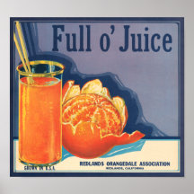 KRW Vintager voller o Saft-orange Frucht-Kisten-Au Posterdruck