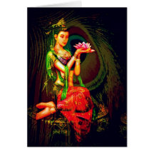 Kuan Yin und die Pfau-Feder Karte