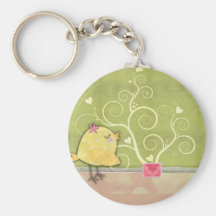 Küken- und Blumenherzbaum-Babydusche Schlüsselanhänger