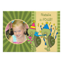 Kundengebundene Foto-Schildkröte-Feier Birhday lad Personalisierte Einladungskarte