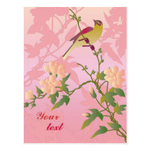 Kundengerecht: Blüten und Vogel Postkarte