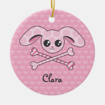 Kundengerechte Kawaii rosa Häschen-Schädel-Verzier Weihnachtsornament