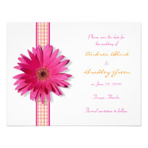 Kundengerechte rosa Gerbera-Gänseblümchen-Save the Individuelle Ankündigungen