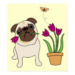 Kundengerechte Tulpe-Mops-und Schmetterlings-Plaka poster