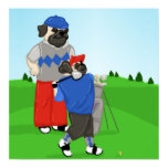 Kundengerechtes Golf spielendes Mops-Plakat - wähl poster