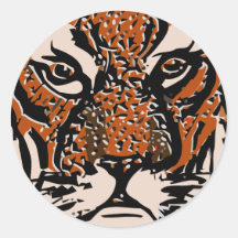 kundengerechtes realistisches Tigergesicht Runde Aufkleber