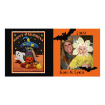 Kundenspezifische Foto-Karte Vintage Art-Halloween Bild Karte