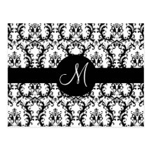Kundenspezifische Monogramm-Damast-Hochzeit danken Postkarten