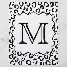 Kundenspezifischer Monogramm-Leopard-Schwarzweiss- Individuelle Flyer