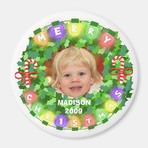 Kundenspezifischer WeihnachtsKranz-Foto-Magnet Kühlschrankmagnete