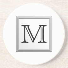 Kundenspezifisches Druckmonogramm. Schwarzweiss. Getränke Untersetzer