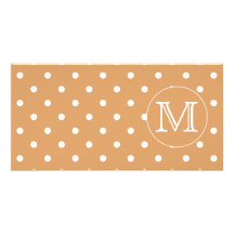 Kundenspezifisches Monogramm. Brown-Tupfen-Muster Bild Karte
