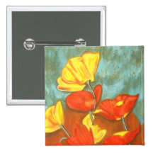 Kunst-Mohnblumen Anstecknadelbuttons