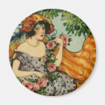Kunst Nouveau Mädchen mit Blumen Magnete