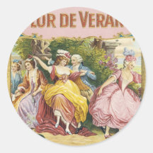 KUNST-PLAKAT FLOR DE VERANO VINTAGE RUNDER AUFKLEBER