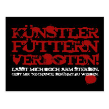 Künstler füttern verboten! postkarte