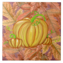 Kürbis und Herbstlaub Keramikfliesen