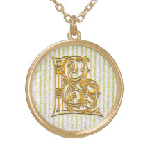 L Anfangsmonogramm-"Goldpin-Streifen-" Halskette