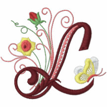 L Monogramblumenschmetterlingsstickerei-Dament-stü