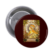 La-Feder Alphonse Mucha Anstecknadel