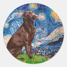 Labrador (Chocolate1) - sternenklare Nacht Runde Sticker