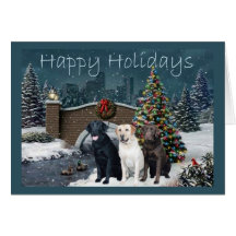 Labrador retriever-Weihnachtskarte Evening11