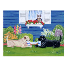 Labradors in der Garten-Malerei Postkarten