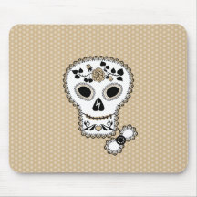 Lace Sugar Skull Mouse Pads
