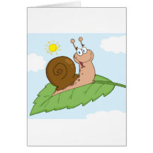 Lächelnde Superschnecke auf seinem Blatt Grußkarten