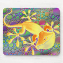 Lächelnder Gecko - farbige Punkte Mousepad