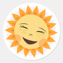 Lachende niedliche Cartoonaufkleber der Sonne