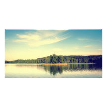 Lakeside-Vintage Baum-Linie Photo Grußkarte