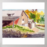 LAND-STRASSEWATERCOLOR AUF LEINWAND PLAKATDRUCKE
