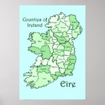 Landkreise von Irland-Karte Plakate