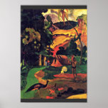 Landschaft mit Pfaus (Matamoe) durch Gauguin Paul Plakat